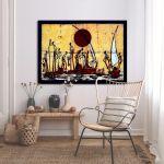 Canvas print African scene batik style