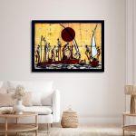 Canvas print African scene batik style