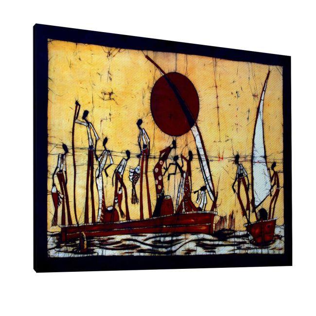 Canvas print African scene batik style