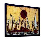 Canvas print African scene batik style