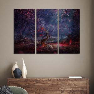 Canvas print Beautiful forest - digital art,3 panels