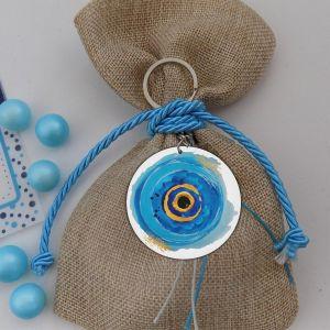 Wooden figure evileye watercolor, for baptism 2