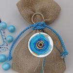 Wooden figure evileye watercolor, for baptism