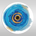 Wooden figure evileye watercolor, for baptism