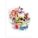 Flowered skull in watercolor αφίσα κάδρο  Αφίσα