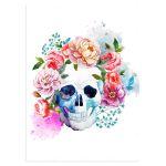Flowered skull in watercolor I, poster