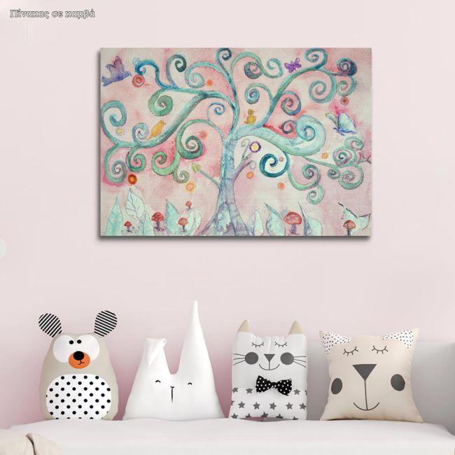Kids canvas print Fairy Tree green