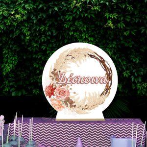 Wooden printed sign, Boho wreath I 2