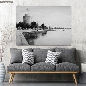 Πίνακας σε καμβά Θεσσαλονίκη watercolors grayscale