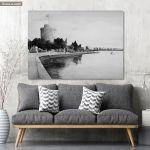 Πίνακας σε καμβά Θεσσαλονίκη watercolors grayscale