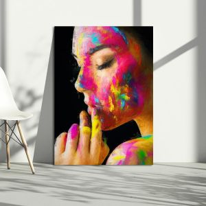 Πίνακας σε καμβά Colorful painted face Καμβάς τελαρωμένος