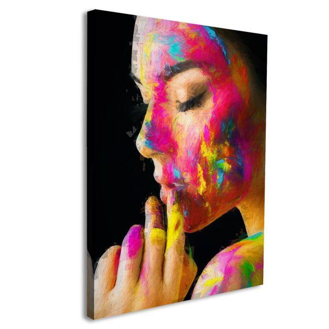 Πίνακας σε καμβά Colorful painted face Καμβάς τελαρωμένος