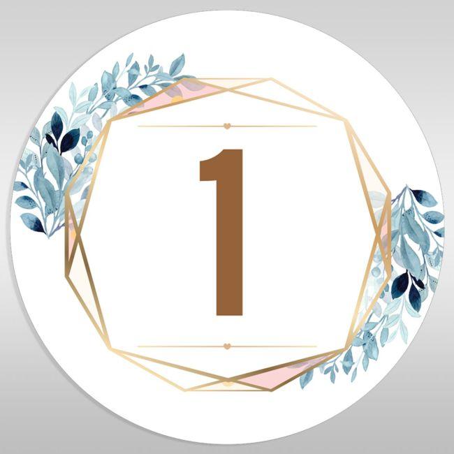 Event table numbers, Geometric floral Blue