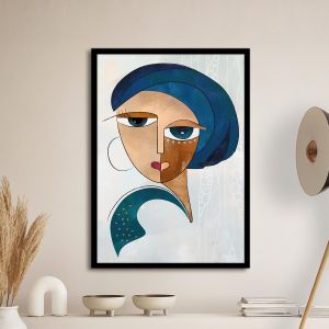 Woman with blue scarf, Poster