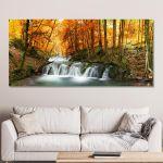 Πίνακας σε καμβά Forest waterfall πανοραμικός Καμβάς τελαρωμένος, 2