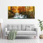 Canvas print Forest waterfall, panoramic
