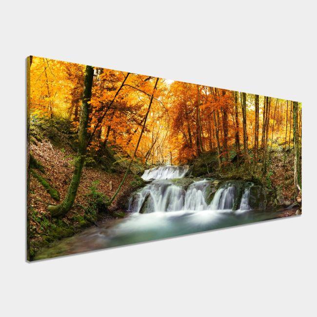Canvas print Forest waterfall, panoramic