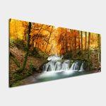 Canvas print Forest waterfall, panoramic