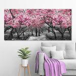 Canvas print Pink blossom central park, panoramic