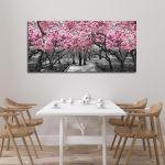 Πίνακας σε καμβά Ανθισμένα δέντρα, Pink blossom central park, πανοραμικός, 5