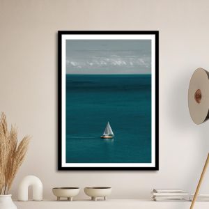 Sailing on turquoize waters, poster