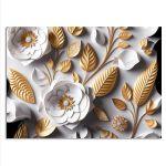 White flowers gold leaves αφίσα κάδρο  Αφίσα