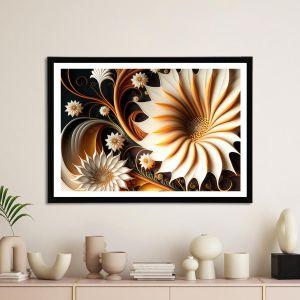 White yellow flowers, poster