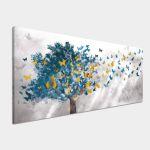 Canvas print Tree and butterflies, panoramic