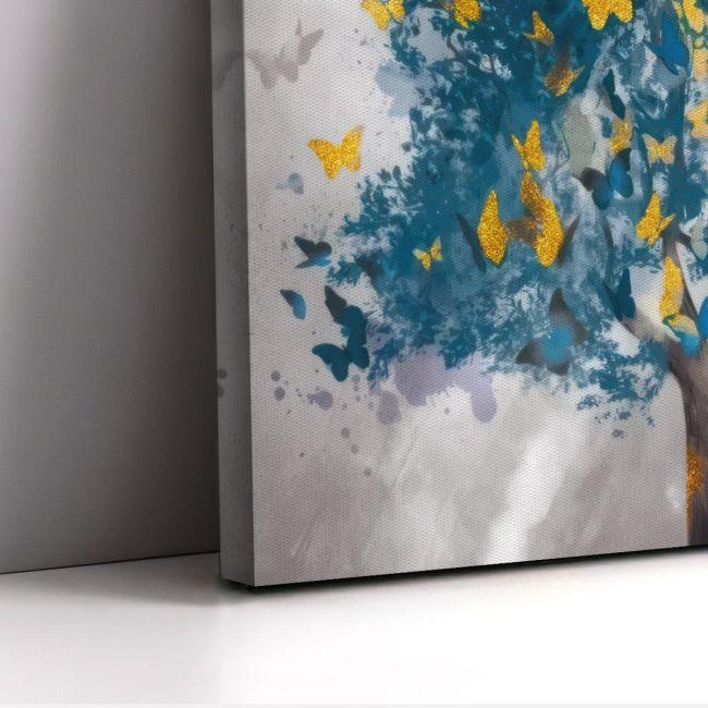 Πίνακας σε καμβά Tree and butterflies πανοραμικός Καμβάς τελαρωμένος, 7