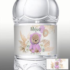 Αυτοκόλλητη ετικέτα, αρκουδάκι boho ροζ 2