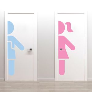 Αυτοκόλλητο πόρτας Boy girl , αυτοκόλλητα πόρτας τουαλέταςrestroom
