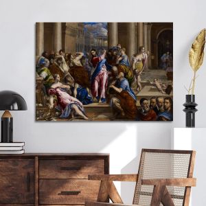 Canvas print Christ driving the money changers from the temple, El Greco