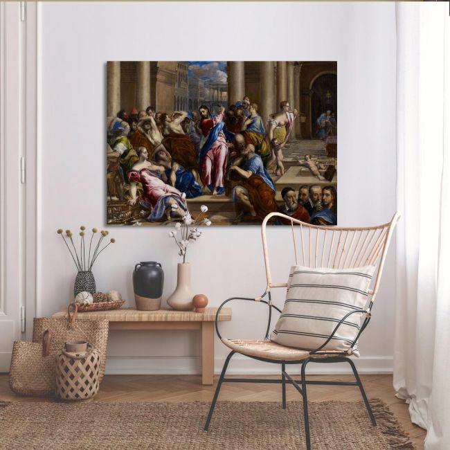 Canvas print Christ driving the money changers from the temple, El Greco