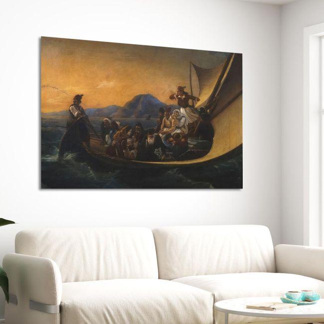 Πίνακας σε καμβά Η φυγή από την Πάργα Τσόκος Διονύσιος Καμβάς τελαρωμένος