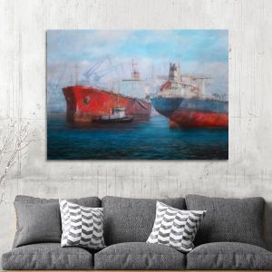 Πίνακας σε καμβά Tanker ships Καμβάς τελαρωμένος, 1
