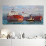 Πίνακας σε καμβά Tanker ships painting, πανοραμικός, 2
