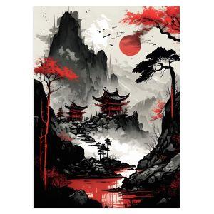 Red Japan αφίσα κάδρο  Αφίσα πόστερ με μαύρη κορνίζα 2