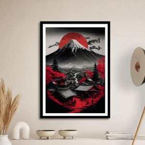 Red Japan I αφίσα κάδρο  Αφίσα πόστερ με μαύρη κορνίζα