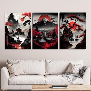 Red Japan III, 3 panels