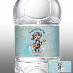 Sticker label dog with guitar