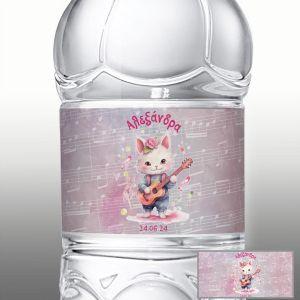Sticker label kitty with guitar 2