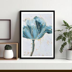 Green flower, golden details I, poster