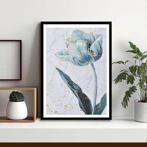 Green flower, golden details, poster