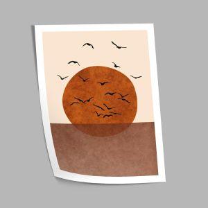 Birds at setting sun, poster 2