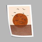 Birds at setting sun, poster