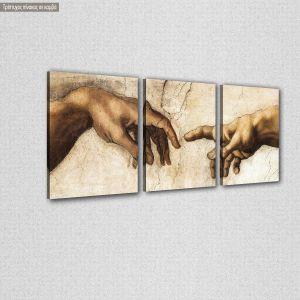 Πίνακας σε καμβά The creation of Adam, Michelangelo, τρίπτυχος πανοραμικός 2