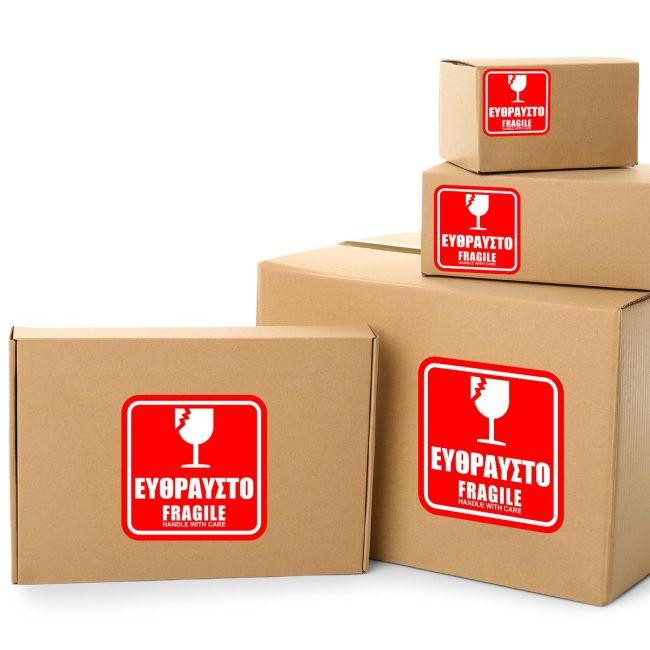 Αυτοκόλλητη ετικέτα Εύθραυστο, τετράγωνη 