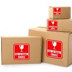 Αυτοκόλλητη ετικέτα Εύθραυστο, τετράγωνη 