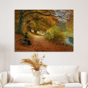 Πίνακας ζωγραφικής A wooded path in autumn, Brendekilde