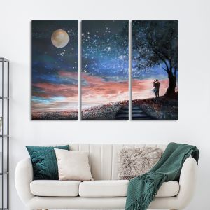 Πίνακας σε καμβά Milky Way Lovers, τρίπτυχος